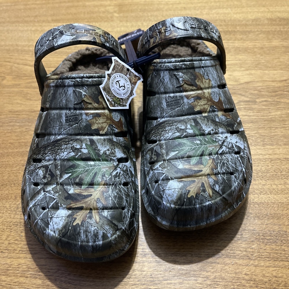 Rugged Shark RealTree Camoflauge Camo Lined Sherpa EVA Clogs Sandals 7 New w Tag